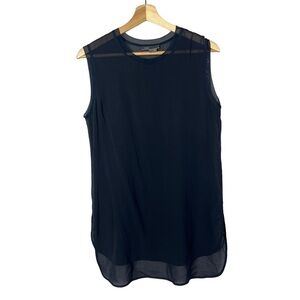 Vince Navy Blue Chiffon Silk‎ Sleeveless Blouse S